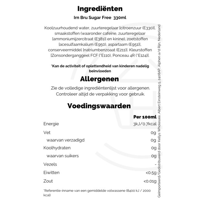 Barr Irn Bru Sugar Free 24x330ml (Multi-pack)