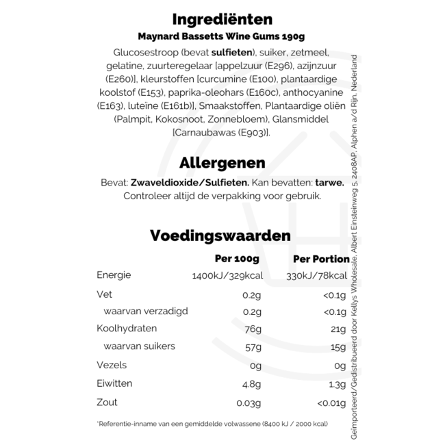 Maynard Bassetts Wine Gums 190g – Süßigkeiten