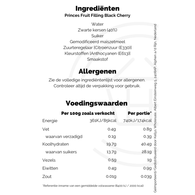 Princes Fruit Filling Black Cherry 410g