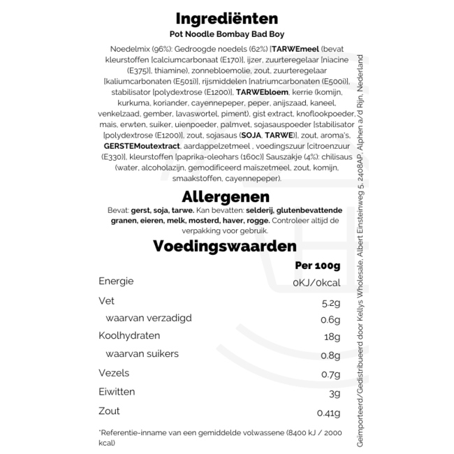 Pot Noodle Bombay Bad Boy 90g