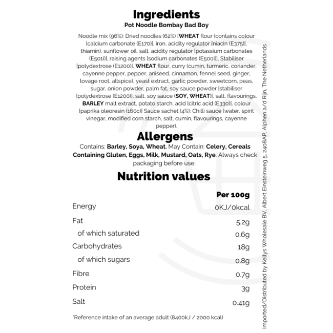 Pot Noodle Bombay Bad Boy 90g