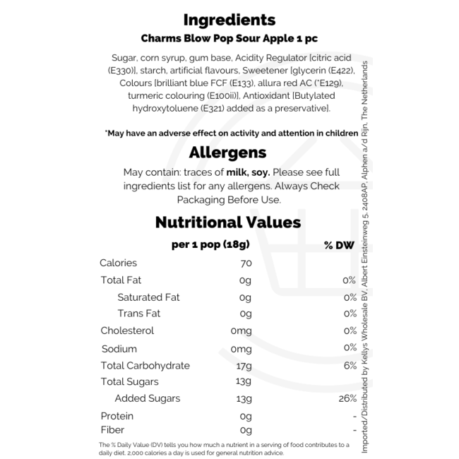 Charms Blow Pop Sour Apple 1 pc