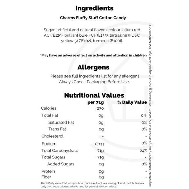 Charms Fluffy Stuff Cotton Candy 2.5oz