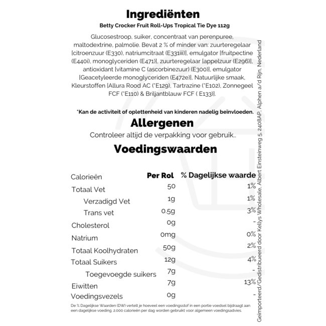 Betty Crocker Fruit Roll-Ups Tropical Tie Dye 141g