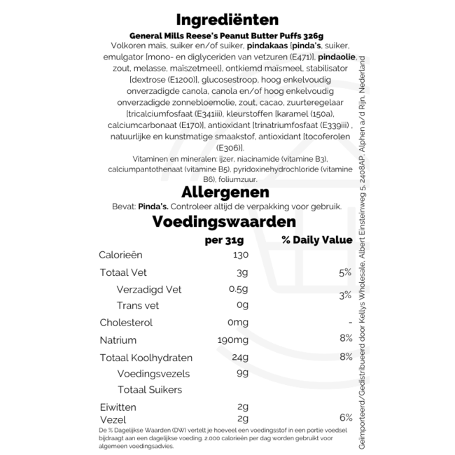 General Mills Reese's Peanut Butter Puffs 326g