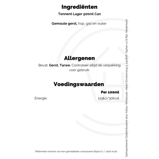 Tennent's Lager 4 x  500ml