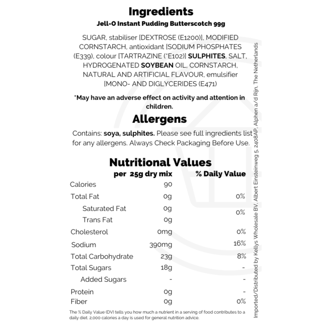 Jell-O Instant Pudding Butterscotch 99g