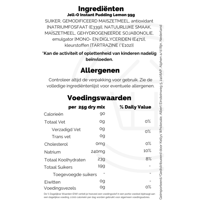 Jell-O Instant Pudding Lemon 99g