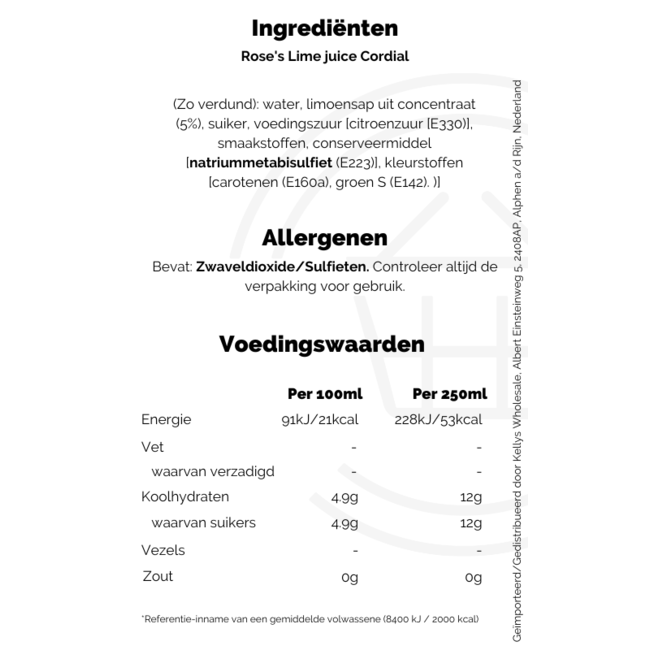 Roses Lime Juice Cordial 1L