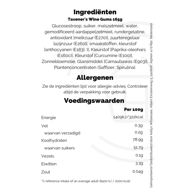 Taveners Wine Gums 165g – Süßigkeiten