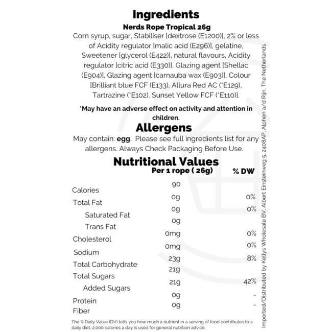 Wonka Nerds Rope Tropical 26g