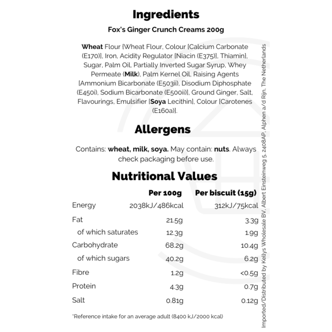 Fox's Ginger Crunch Creams 200g