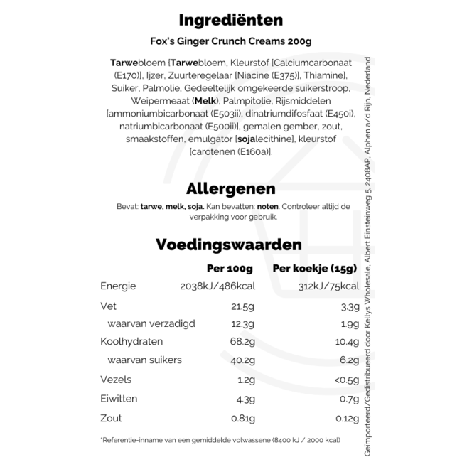 Fox's Ginger Crunch Creams 200g