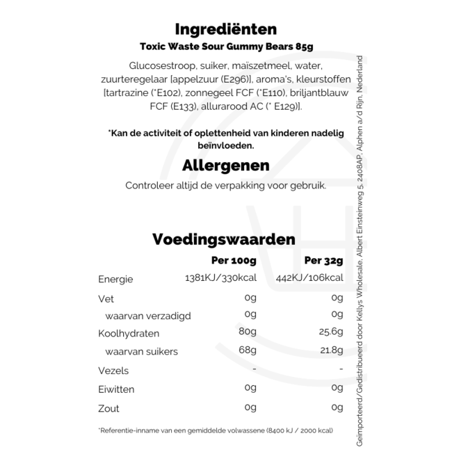 Toxic Waste Sour Gummy Bears 85g | THT: 31-01-26