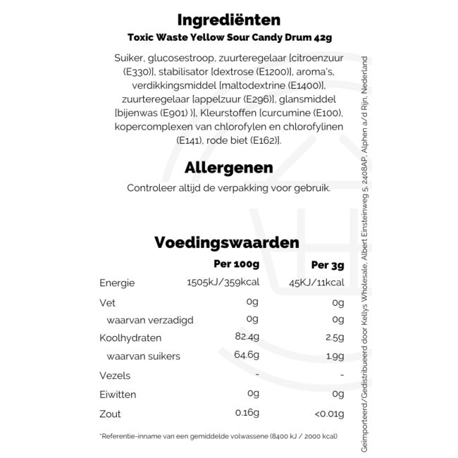 Toxic Waste Yellow Sour Candy Drum 42g