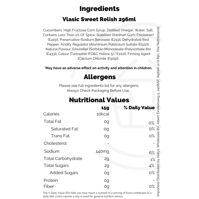 Vlasic Relish Sweet 296ml