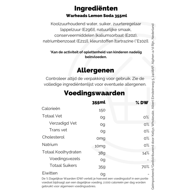 Warheads Lemon Soda 355ml