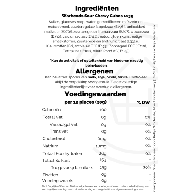 Warheads Sour Chewy Cubes 113g