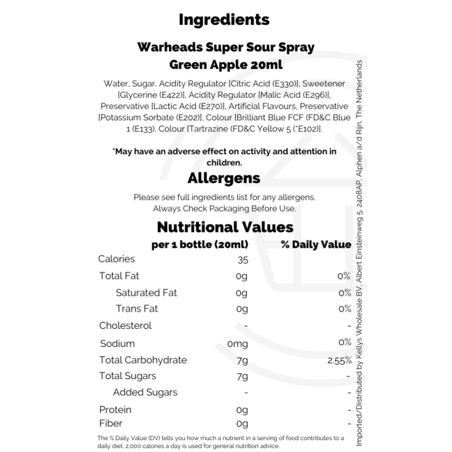 Warheads Super Sour Spray 20ml - Assorted