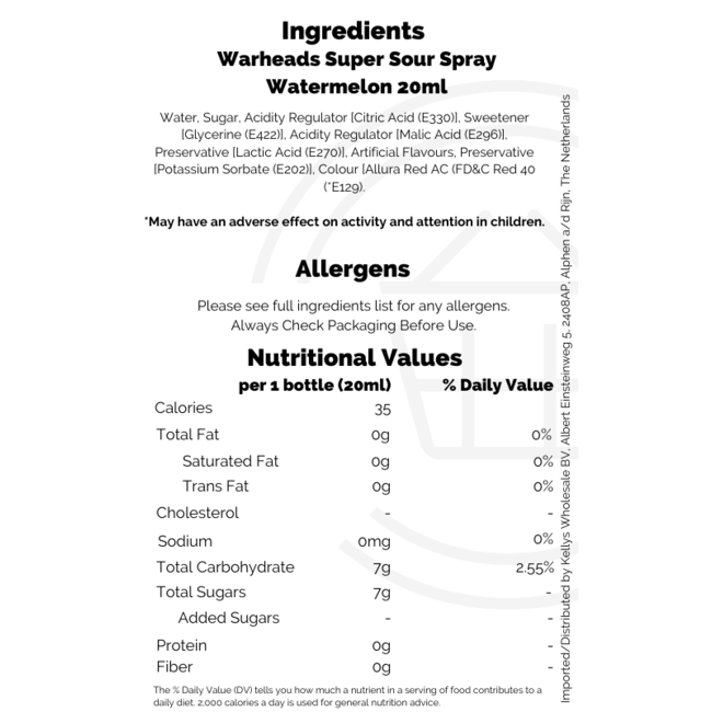 Warheads Super Sour Spray 20ml - Assorted