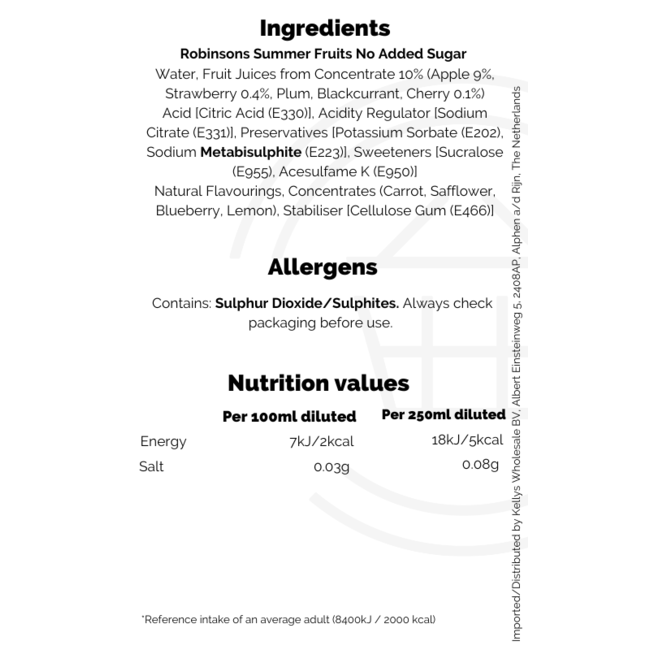 Robinsons Summer Fruits No Added Sugar 1L