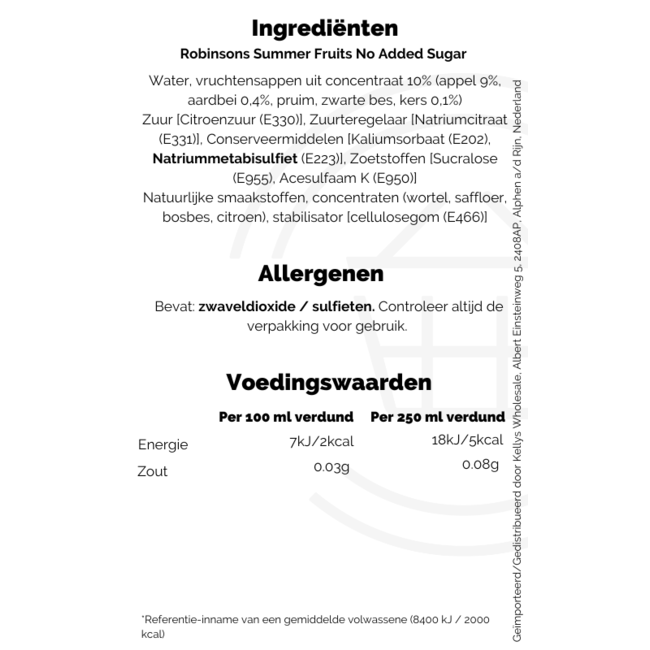 Robinsons Summer Fruits No Added Sugar 1L