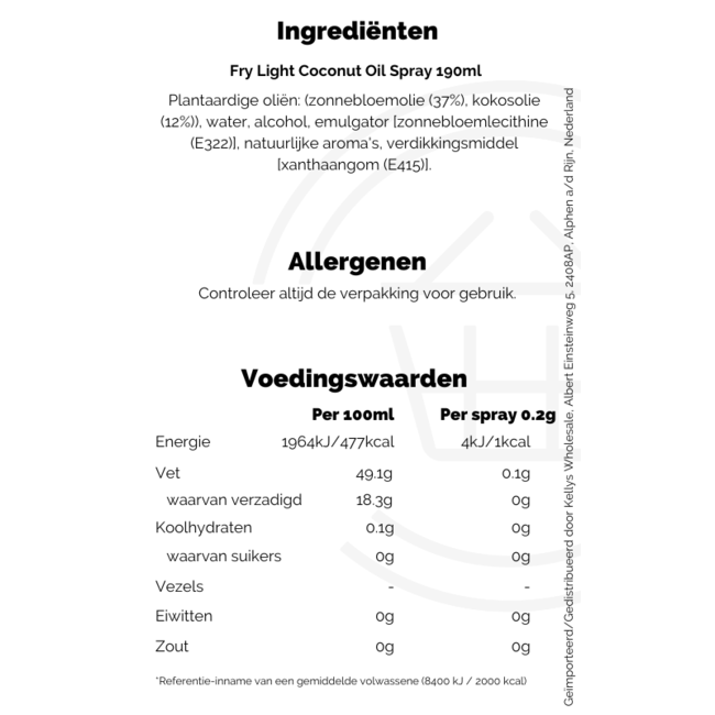 Fry Light Coconut Oil Spray 190ml