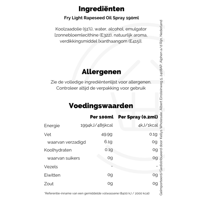 Fry Light Rapeseed Spray 190ml BBD: 19-12-2025