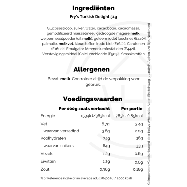 Frys Turkish Delight 51g – Schokolade