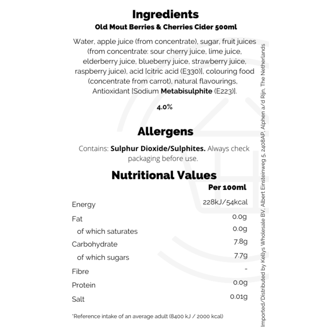 Old Mout Berries & Cherries Cider 4% NRB 500m