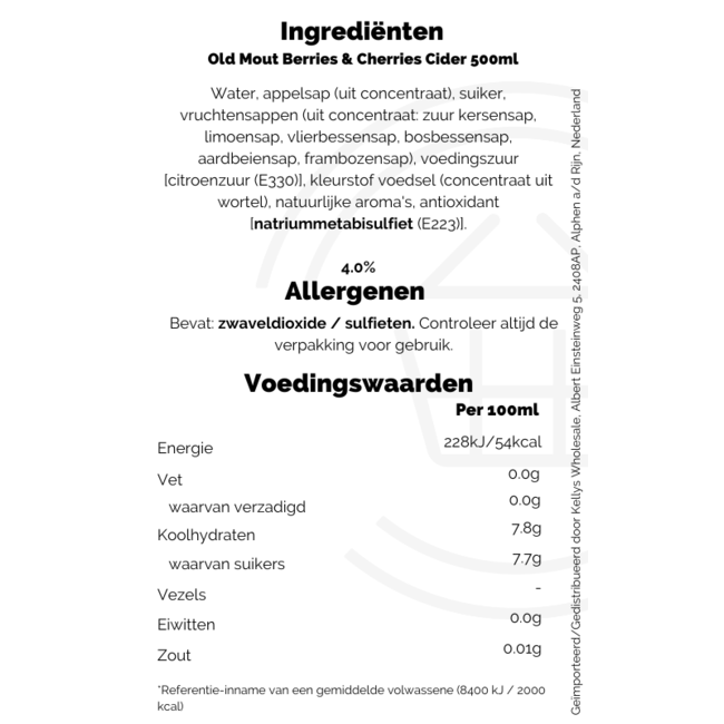Old Mout Berries & Cherries Cider 4% NRB 500m