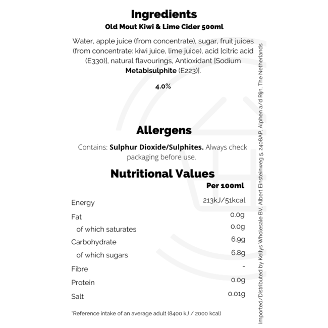 Old Mout Kiwi & Lime Cider 4% NRB 500ml
