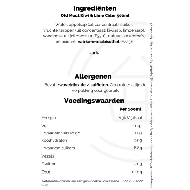 Old Mout Kiwi & Lime Cider 4% NRB 500ml