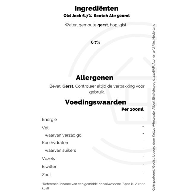 Old Jock 6.7%  Scotch Ale 500ml