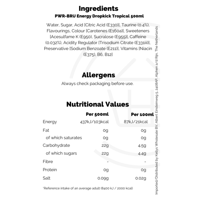 PWR-BRU Energy Dropkick Tropical 500ml
