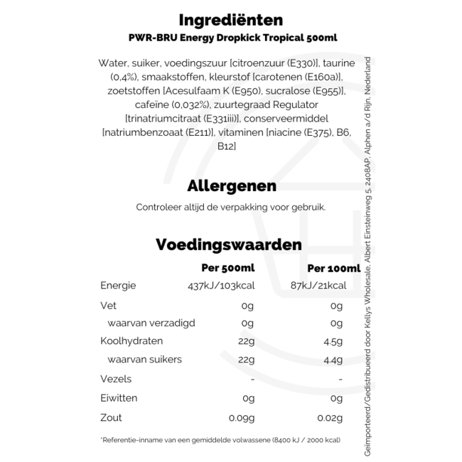 PWR-BRU Energy Dropkick Tropical 500ml