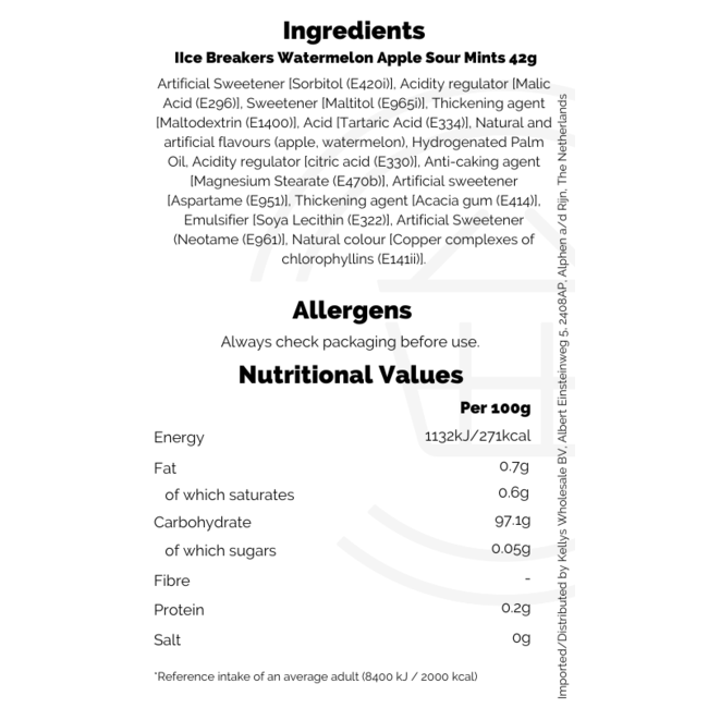 Ice Breakers Watermelon Apple Sour Mints 42g