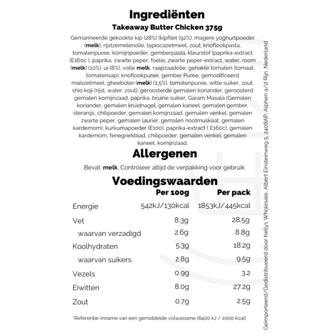Takeaway Butter Chicken 375g – Tiefkühl-Fertiggericht
