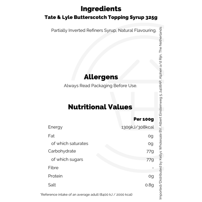 Tate & Lyle Squeezy Dessert Syrup Butterscotch 325g