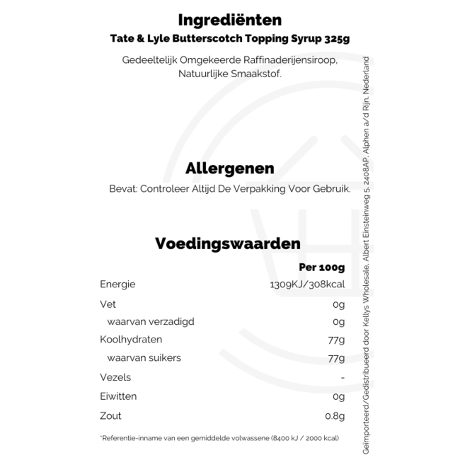 Tate & Lyle Squeezy Dessert Syrup Butterscotch 325g