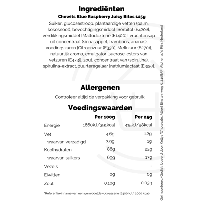 Chewits Blue Raspberry Juicy Bites 115g