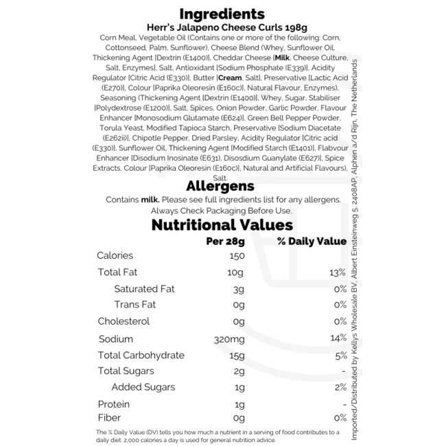 Herr's Jalapeno Cheese Curls 170g