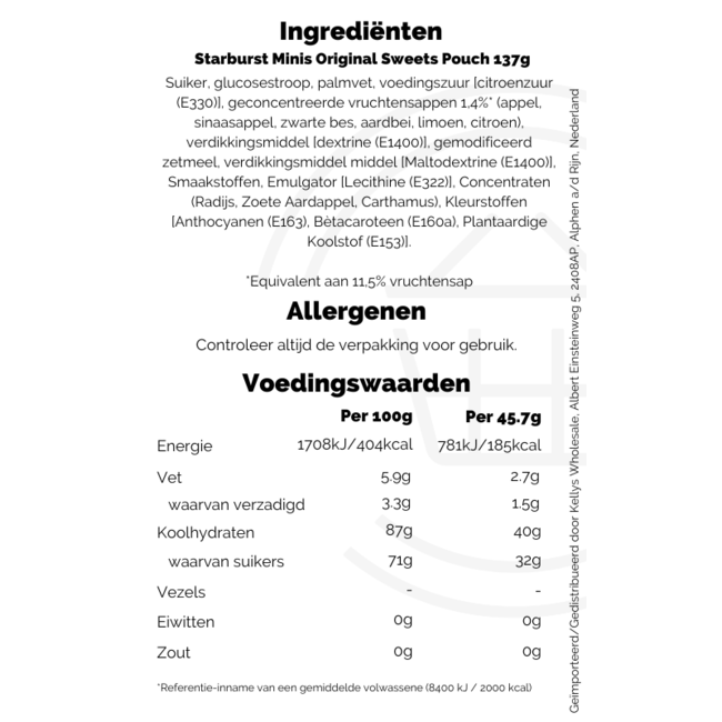 Starburst Minis Original Sweets Pouch 137g