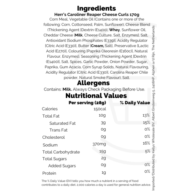 Herr's Carolina Reaper Curls 170g – Chips & Snacks