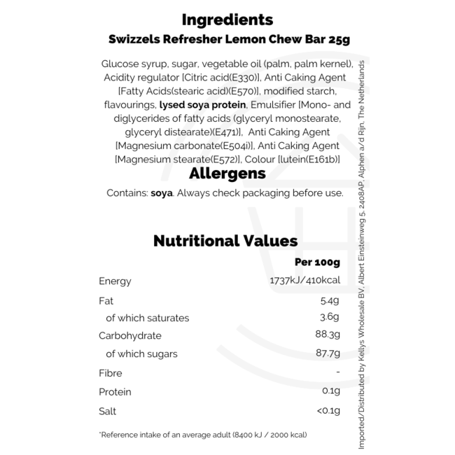Swizzels Refresher Lemon Chew Bar 25g