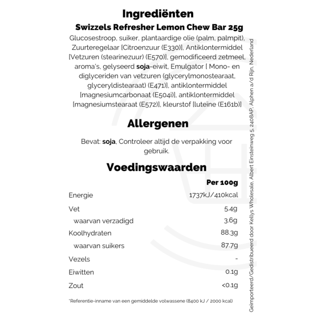 Swizzels Refresher Lemon Chew Bar 25g