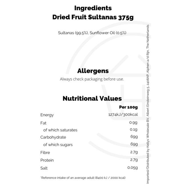 SuperValu Dried Fruit Sultanas 375g