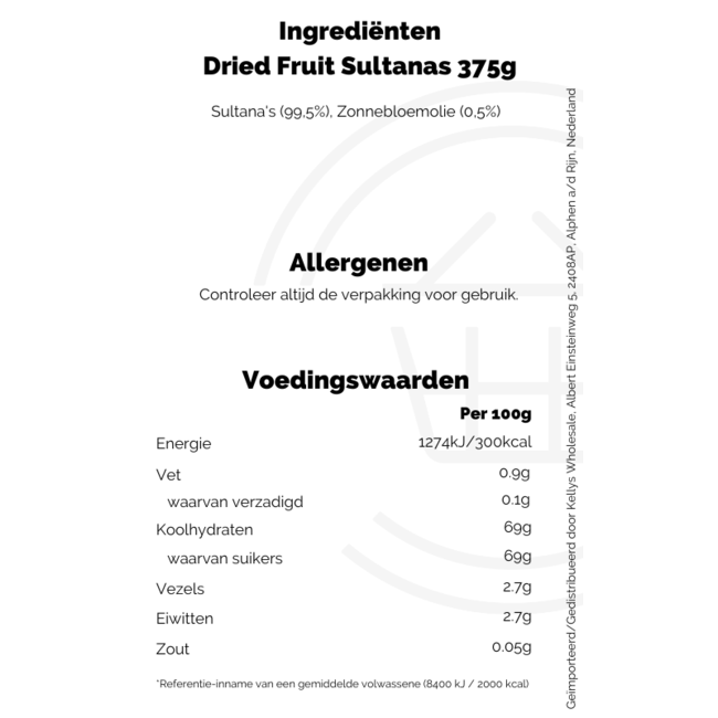 SuperValu Dried Fruit Sultanas 375g