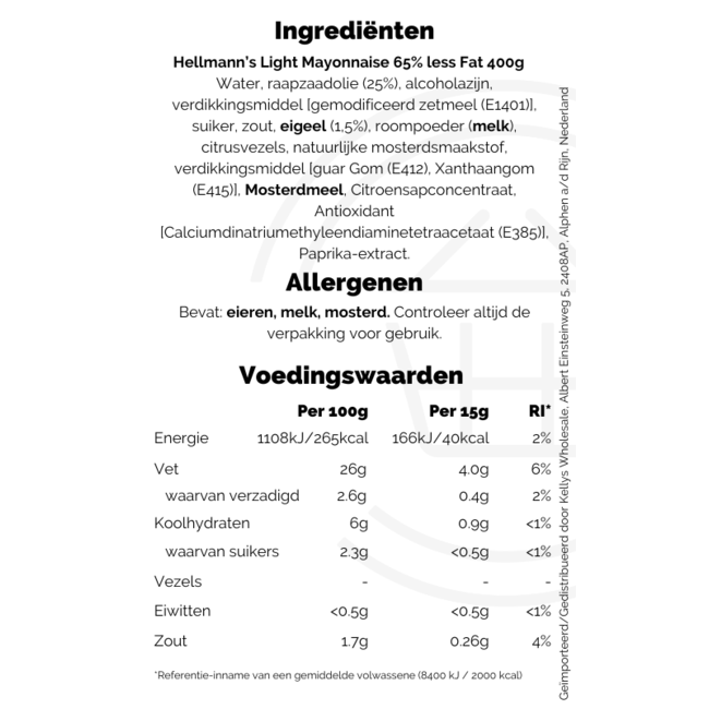 Hellmann's Real Mayonnaise Light 400g