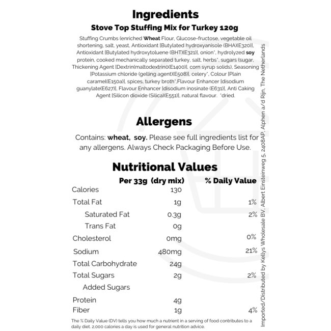 Kraft Stove Top Stuffing Mix for Turkey 120g – Füllungsmischung